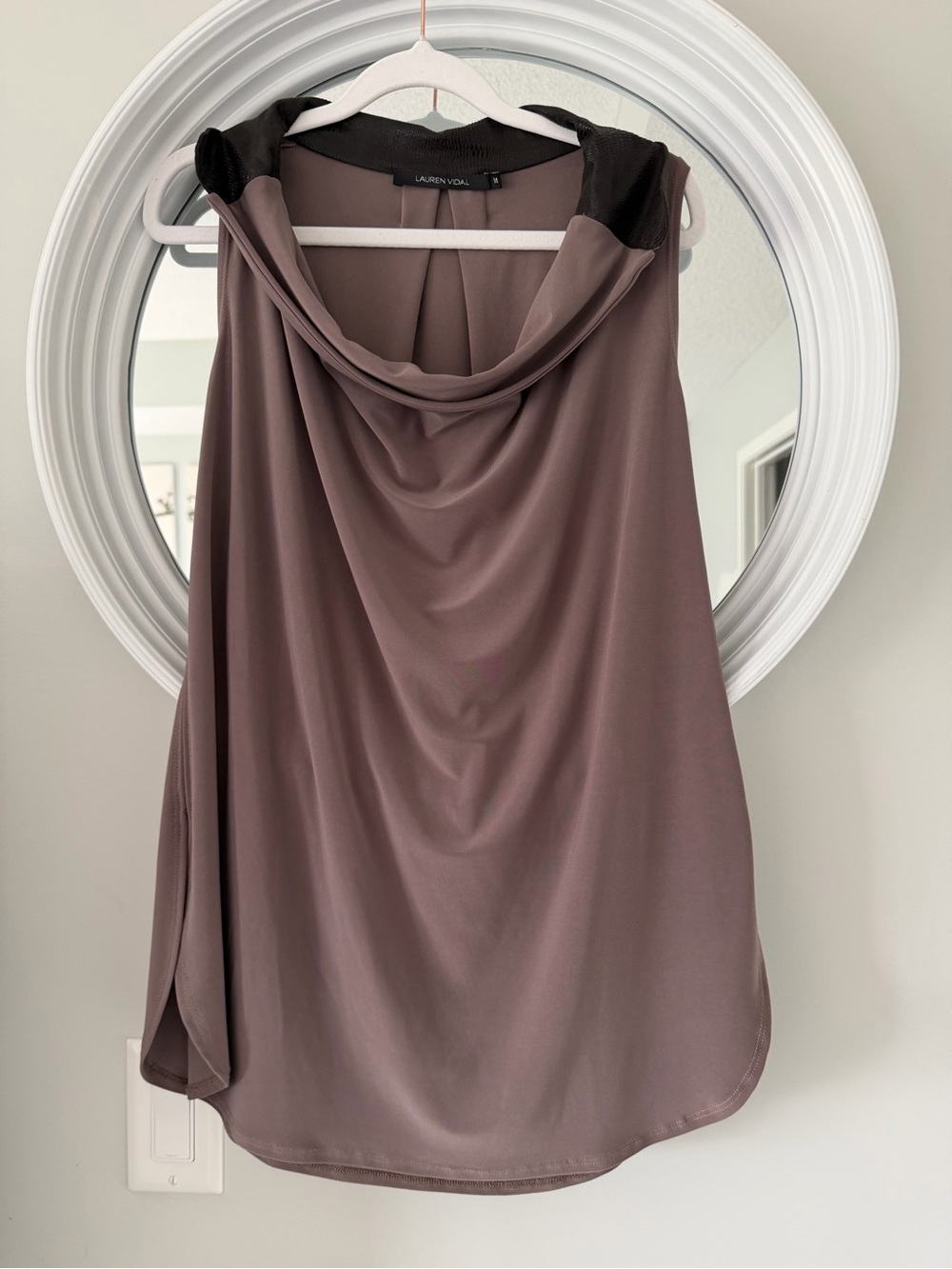 Lauren Vidal Mauve-Brown Cowl Neck Sleeveless Camisole